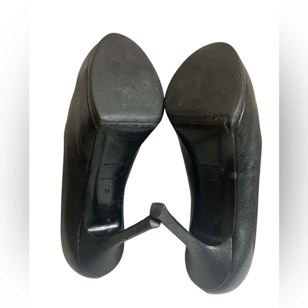 YSL Yves Saint Laurent Embossed Leather Pumps Heels Black size 34 - Picture 8 of 16